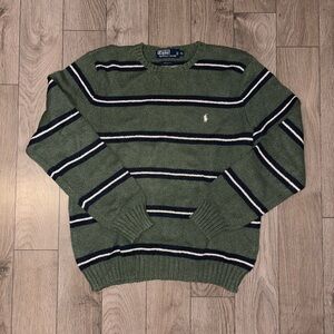 Polo Ralph Lauren Men's Green Striped Crewneck Sweater